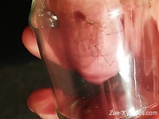 Solo jerking off with insects crawling over the penis