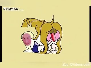 Adorable zoophile cartoon featuring a really cute lady