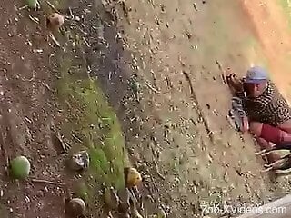 Older guy getting fucked by a wilder beast outside