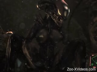 Xenomorph porn movie with huge POV orgasm (spooky)